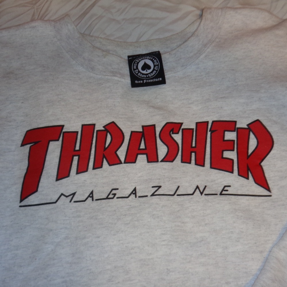 Thrasher Gray Sweatshirt with Red Logo